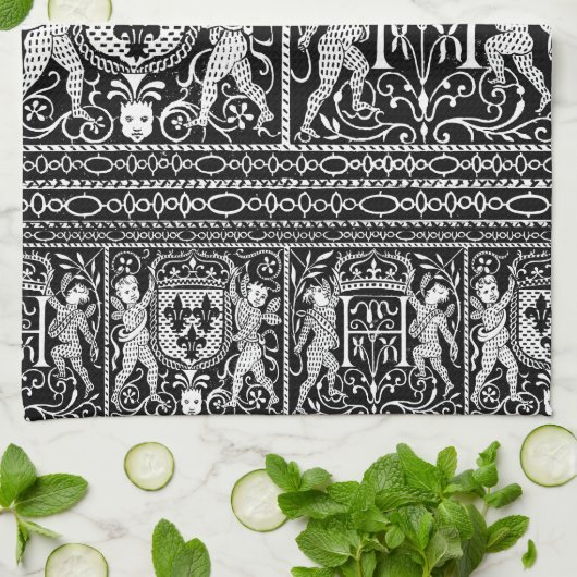 Monogram H zwart-wit Theedoek (Gevouwen)