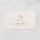 Monogram Haar Stylist Schaar Blush Roze Leer Visitekaartje (Voorkant)