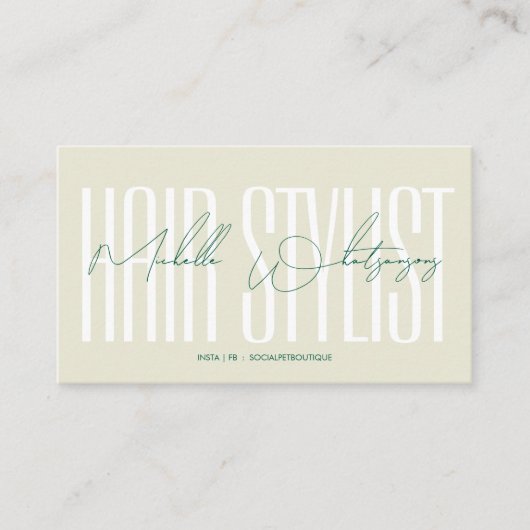 Monogram Hair stylist modern script Visitekaartje (Voorkant)
