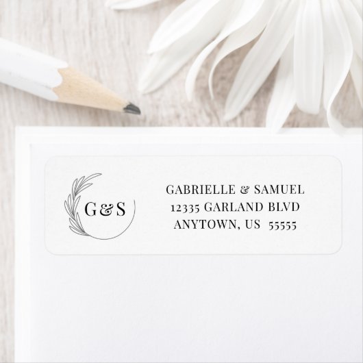 Monogram Halfwitte bladeren zwart en wit Etiket (Insitu)
