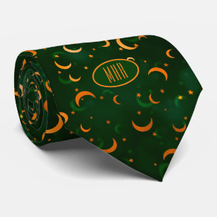 Monogram, halve manen en sterren Halloween stropda Stropdas