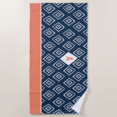 Monogram Hand Drawn Diamond Pattern Strandlaken (Voorkant)