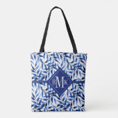 Monogram | Hand-gebilderd inktpatroon Waterverf Draagtas (Achterkant)