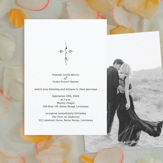 Monogram Hand Lettered Chic Cross gecentreerd brui Kaart