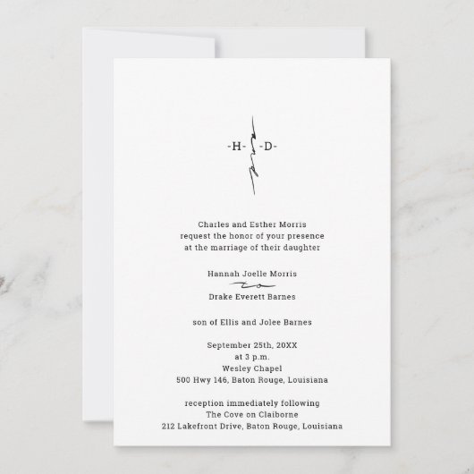 Monogram Hand Lettered Chic Cross Wedding Kaart (Voorkant)
