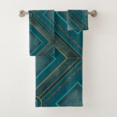 Monogram handdoeken, Blauwgroen en goud Bad Handdoek (Insitu)
