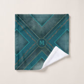 Monogram handdoeken, Blauwgroen en goud Bad Handdoek (Wasdoekje)