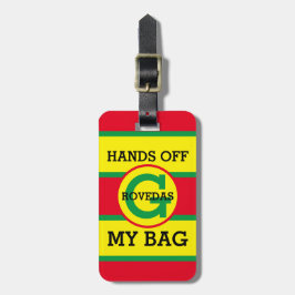 Monogram Handen Van Mijn Tas Tekst Op Rood Geel Gr Bagagelabel