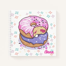 Monogram handgeschilderde donut Roze Paars Mooie Notitieboek