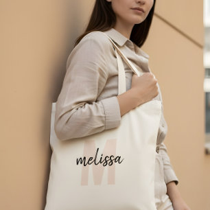 Monogram handgeschreven penseel Eenvoudig Tote Bag