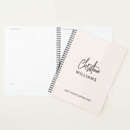 Monogram Handgeschreven Script Handtekening Blush  Planner (Display)