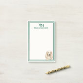 Monogram Handgetekende Dachshund Leest Post-it® Notes (Op bureau)
