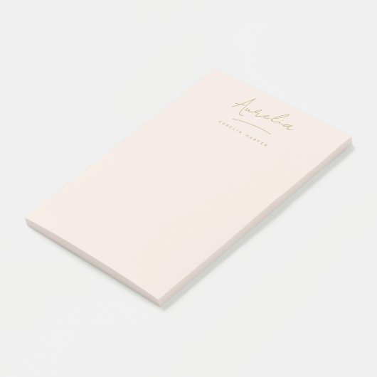 Monogram Handtekening Eenvoudige Vrouwelijke Blush Post-it® Notes (Schuin)