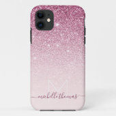 Monogram handtekening script blush pink template Case-Mate iPhone case (Achterkant)