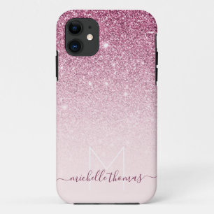 Monogram handtekening script blush pink template iPhone 11 hoesje