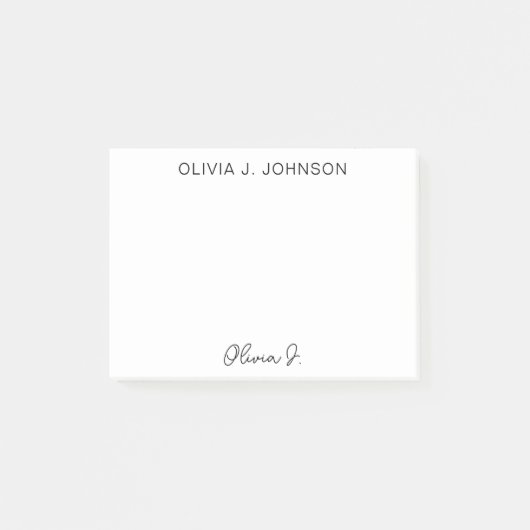 Monogram handtekeningscript minimalistisch post-it® notes (Voorkant)