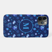 Monogram, Hanukkah Jewish Holiday  Pattern Case-Mate iPhone Case (Achterkant (horizontaal))