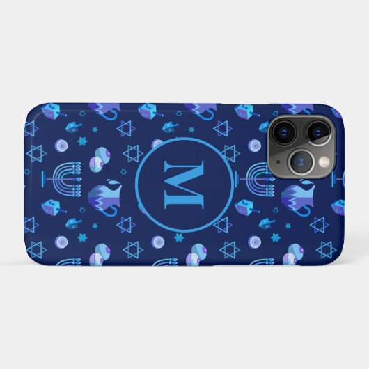 Monogram, Hanukkah Jewish Holiday Pattern Case-Mate iPhone Case (Achterkant (horizontaal))