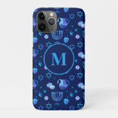 Monogram, Hanukkah Jewish Holiday  Pattern Case-Mate iPhone Case (Achterkant)