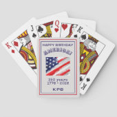 Monogram Happy Birthday America Rustic USA Flag Pokerkaarten (Achterkant)