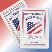 Monogram Happy Birthday America Rustic USA Flag Pokerkaarten