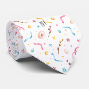 Monogram Happy Pasen Kleurrijke Pasteltinten Patro Stropdas