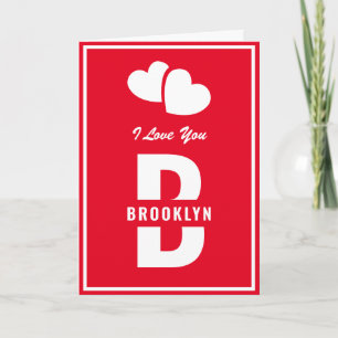 Monogram Happy Valentine's Day Red White Hipster Kaart