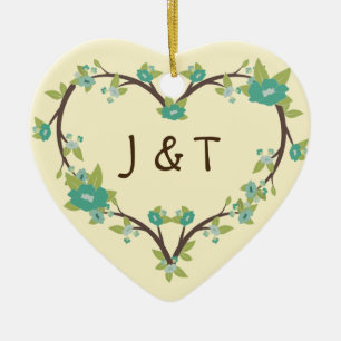 Monogram Hart en Laurierkrans Ornament