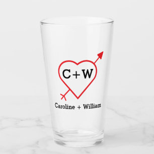 Monogram hart en Pijl Glas