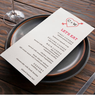 Monogram hart- en pijllijnen menu
