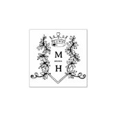 Monogram hart kroon bruiloft 	rubberstempel (Afrduk)