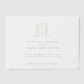 Monogram hart kroon wit goud bruiloft vellum uitnodigingen (Voorkant)