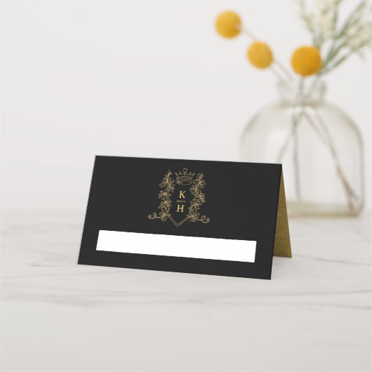 Monogram hart kuif hand getekend zwart bruiloft (Voorkant)