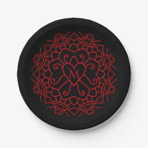 Monogram hart Mandala Papieren Bordje