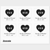 Monogram hart Modern Save the Date Wedding Vierkante Sticker (Vel)
