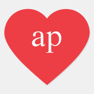 MONOGRAM HART STICKER   Initiaal rood hartmerk