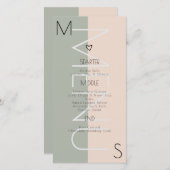 Monogram Hart Trouw Sage Roze Menu (Voorkant / Achterkant)