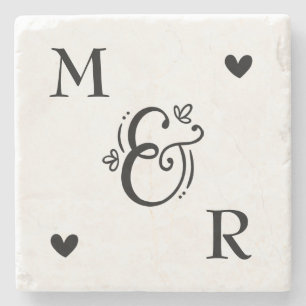 Monogram hart Valentijnsdag Stenen Onderzetter