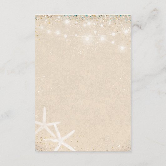 Monogram Harten in het Zandstrand Bruiloft Informatiekaartje (Achterkant)