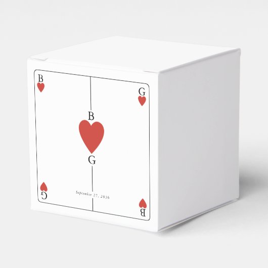 Monogram harten spelen Kaart bruiloft Bedankdoosjes (Voorkant Zijde)