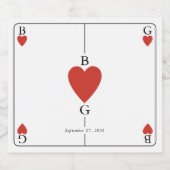 Monogram harten spelen Kaart bruiloft Likeurfles Etiket (Enkel label)