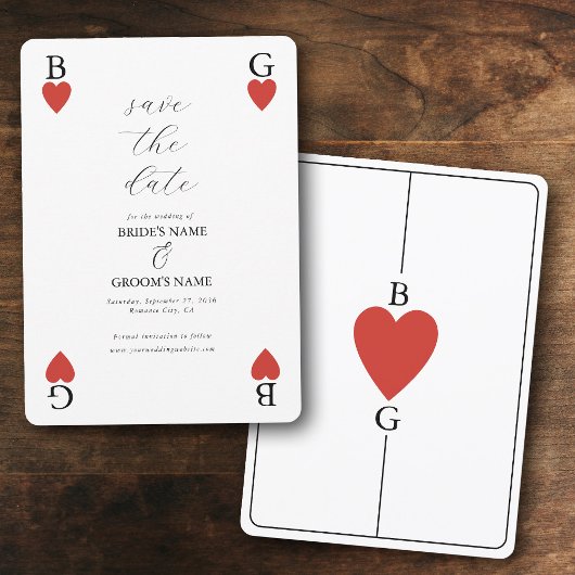 Monogram Harten Spelen Kaart Bruiloft Save the Dat