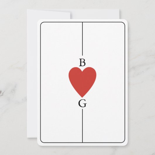 Monogram Harten Spelen Kaart Bruiloft Save the Dat (Achterkant)