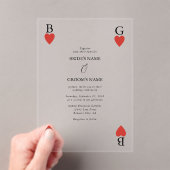 Monogram harten spelen Kaart bruiloft uitnodiging Acryl Uitnodigingen (Insitu (Draagbaar))