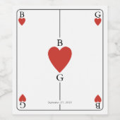 Monogram harten spelen Kaart bruiloft Wijn Etiket (Enkel label)