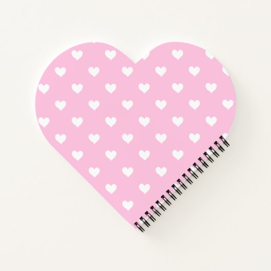 Monogram Heart Shaped Notebook: Roze witte harten Notitieboek (Achterkant)