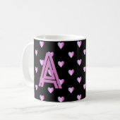 Monogram Hearts Black Paars Koffiemok (Voorkant links)