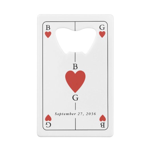 Monogram Hearts Playing Card Wedding Bar Bottle (Dos)