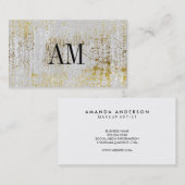 Monogram Hedendaags Goud Wit Rustiek Visitekaartje (Voorkant / Achterkant)