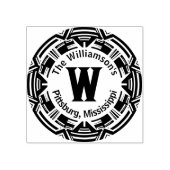 Monogram heeft een gewaagde ronde surround met naa rubberstempel (Afrduk)